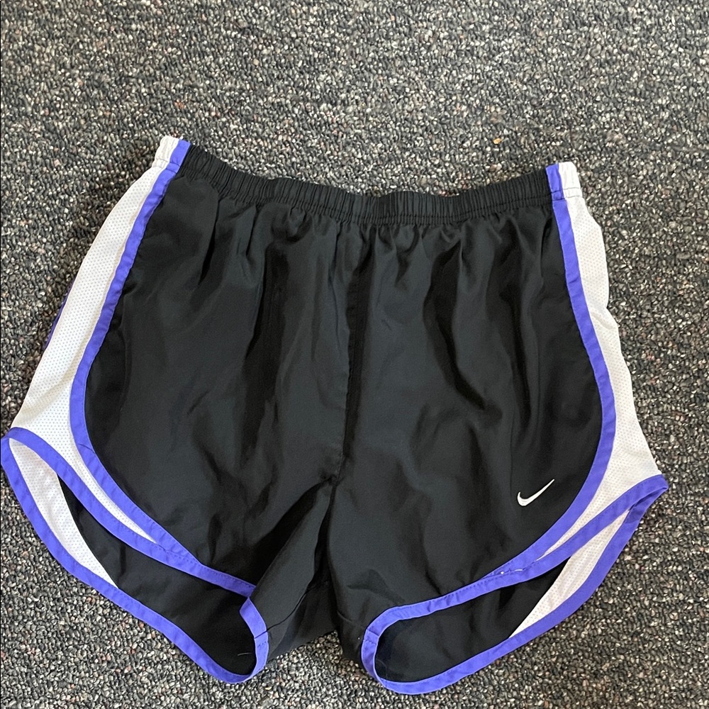 Nike Women's Black Shorts with Purple Trim